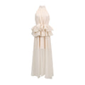 Elegant Wedding Dress High-End Formal Wear Series Women's Summer High Neck Sleeveless Waist Ruffle Long Skirt Dress