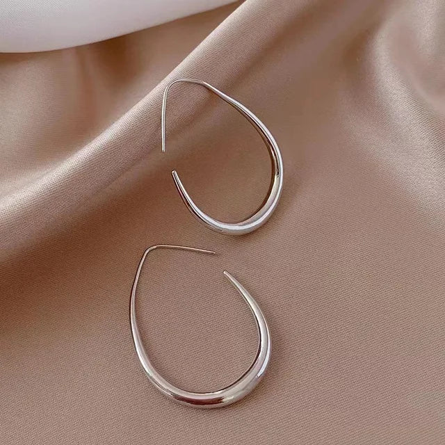 Needle Geometric Oval Hoop Earrings For Women Simple Desgin Earrings Party Wedding Jewelry