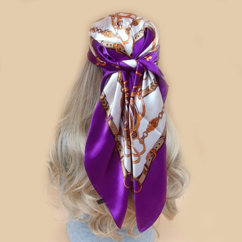 Striped printed square scarf for women, all-match shawl, fashionable sun protection scarf for all seasons