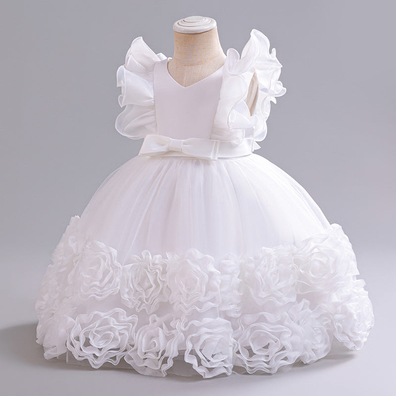Children's Formal Dress Princess DressGirl Tulle Puff Skirt Piano Performance Dress Birthday Party Dress
