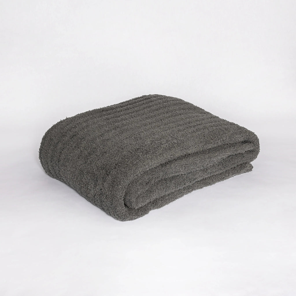 Charcoal Ribbed Extended Throw