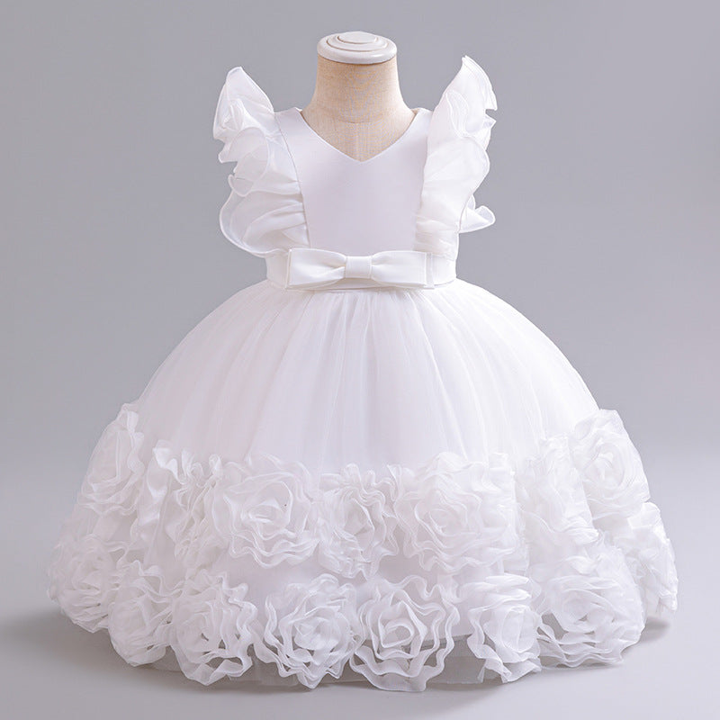 Children's Formal Dress Princess DressGirl Tulle Puff Skirt Piano Performance Dress Birthday Party Dress