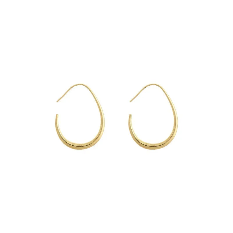 Needle Geometric Oval Hoop Earrings For Women Simple Desgin Earrings Party Wedding Jewelry