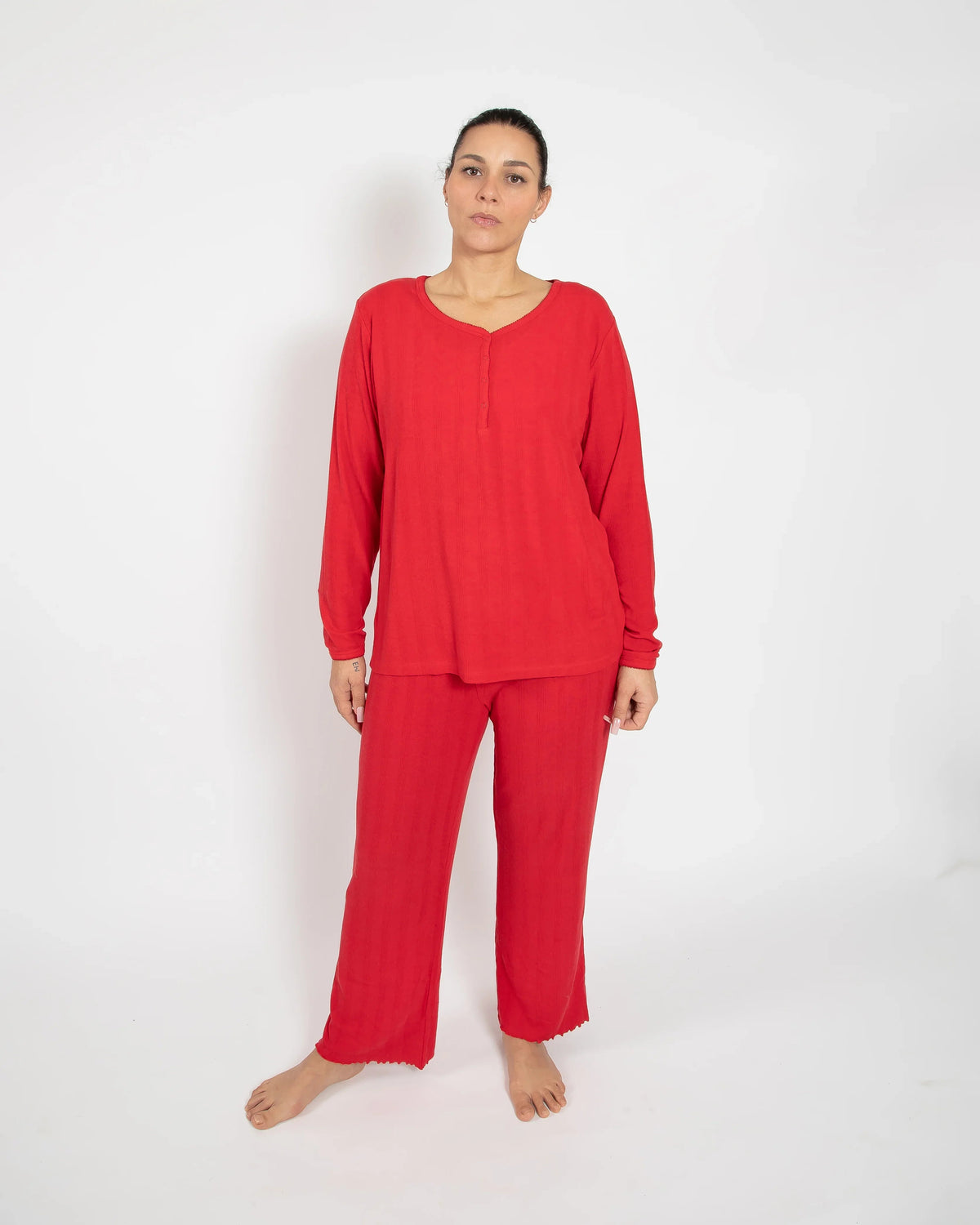 Red Ladies Long Pajama Set