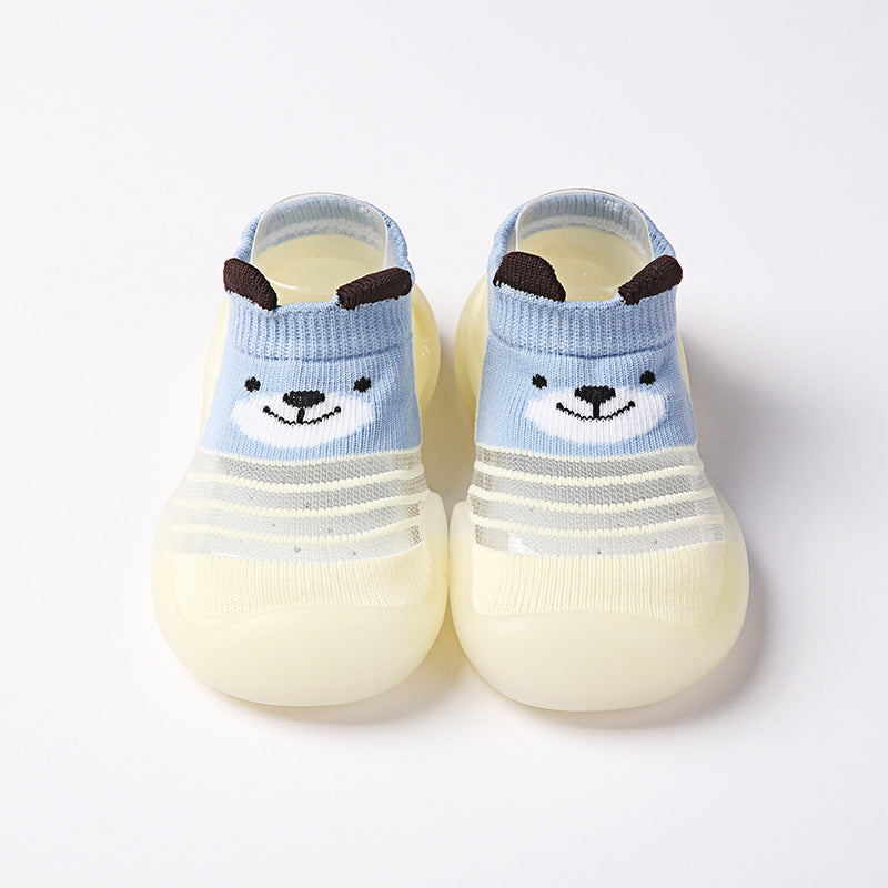 Summer children's floor shoes and socks breathable ice silk non-slip soft bottom baby home indoor shoes kindergarten early education socks shoes