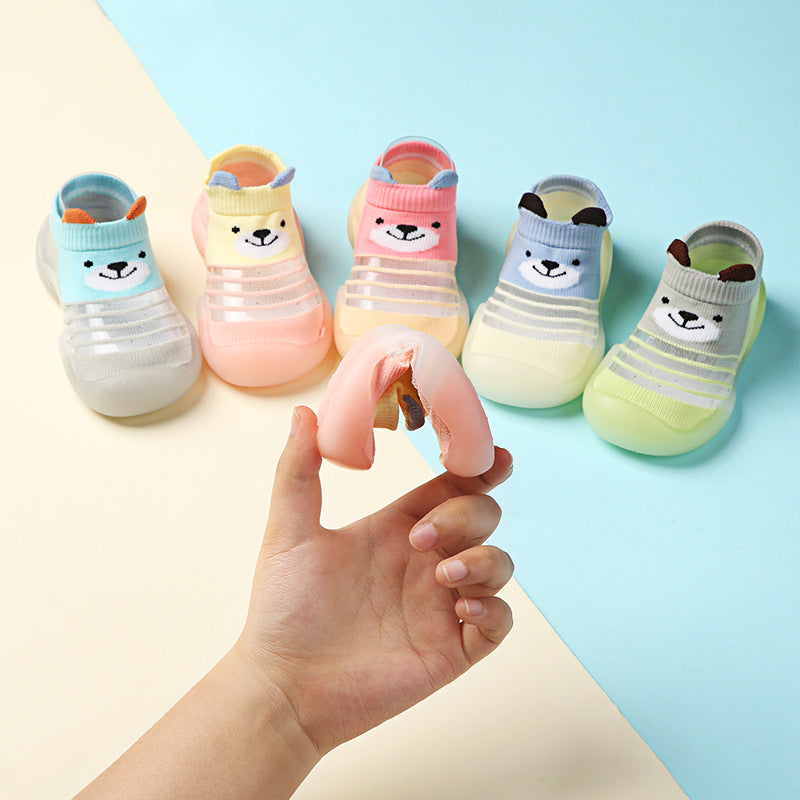 Summer children's floor shoes and socks breathable ice silk non-slip soft bottom baby home indoor shoes kindergarten early education socks shoes