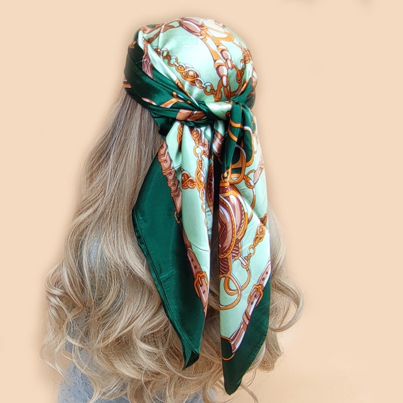 Striped printed square scarf for women, all-match shawl, fashionable sun protection scarf for all seasons