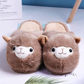Cute Cartoon Alpaca Home Women Fur Slippers Winter Warm Plush Parent-child Floor Slides House Flat Bedroom Women Furry Slippes