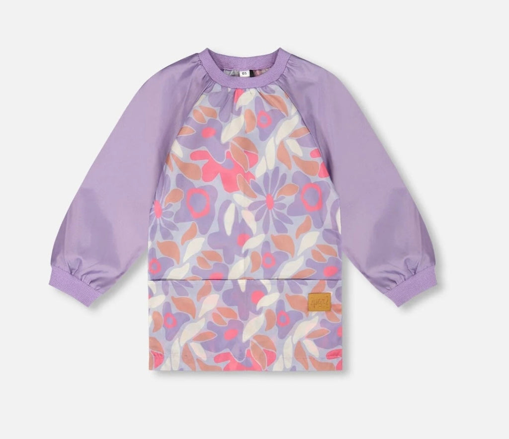 School Apron | Lilac Retro Flower Print | Deux Par Deux
