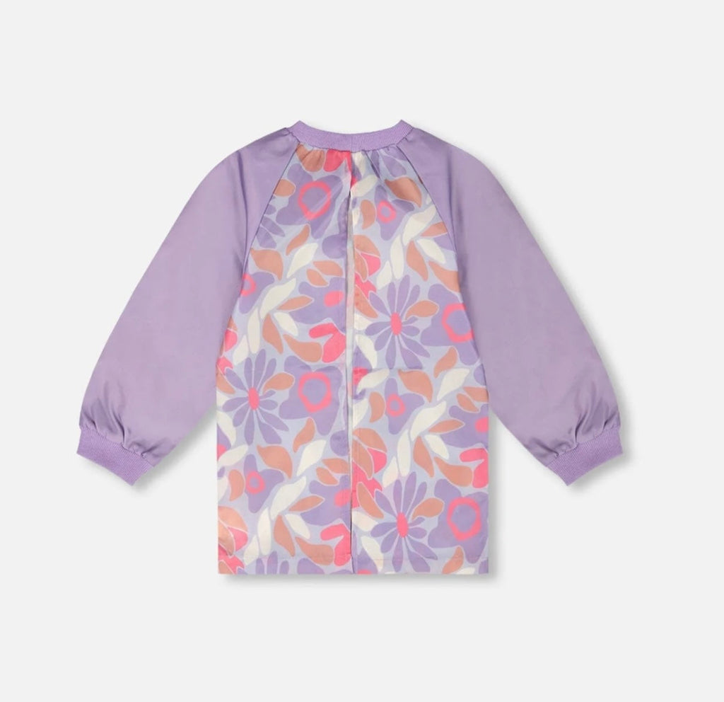 School Apron | Lilac Retro Flower Print | Deux Par Deux