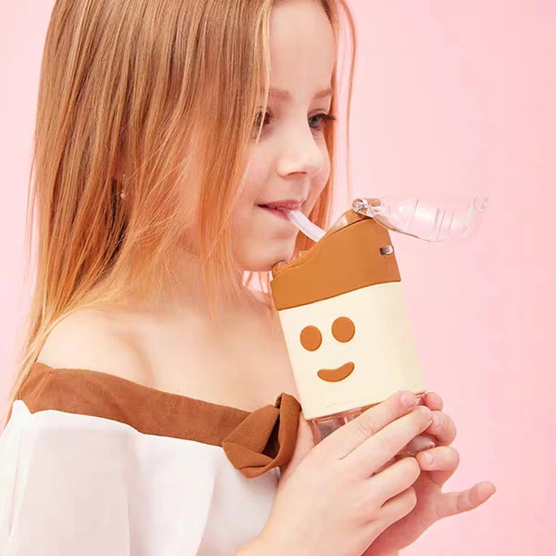 New Summer Cute Donut Ice Cream Water Bottle With Straw Creative Square Watermelon Cup Portable Leakproof Tritan Bottle BPA Free
