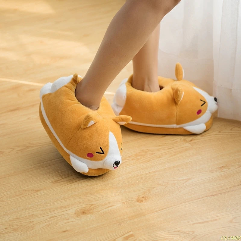 Cute shiba Inu warm plush slippers