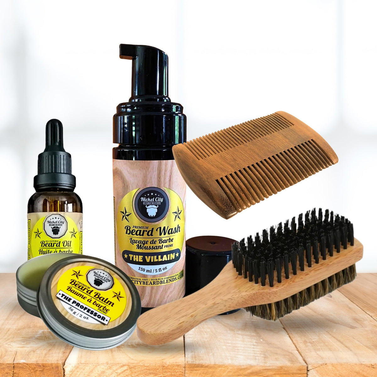 The Complete Beard Ritual Kit (5-Piece Beard Care Set: Oil, Balm, Wash, Comb & Brush) | Premium Complete Beard Grooming Set | Handcrafted in Canada