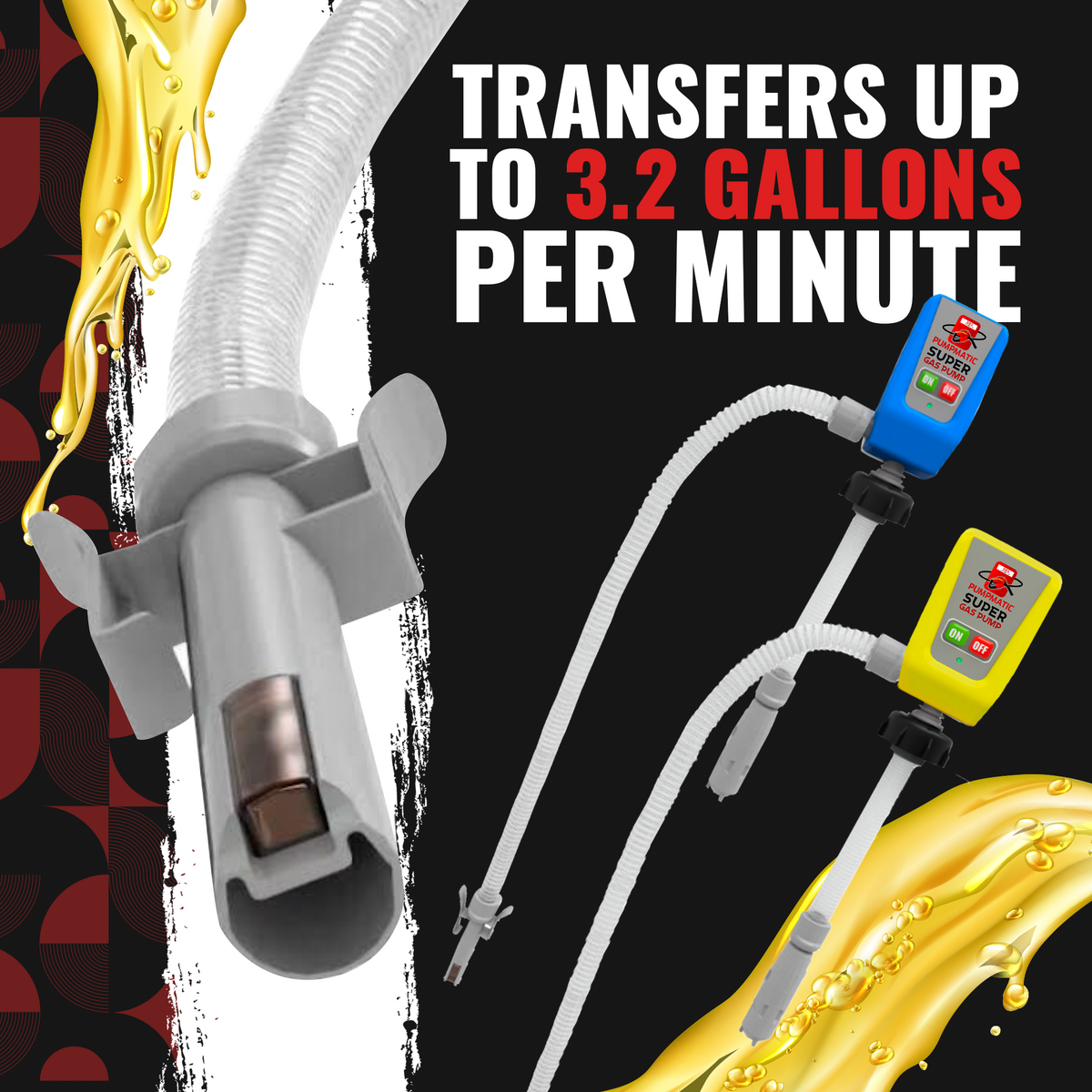 Gas Can PumpMatic Super Gas Pump + Jerry Can Combo Kit - Transfer Gas, Diesel, Kerosene, etc. + 3 Power Sources w/ 4.25ft Hose