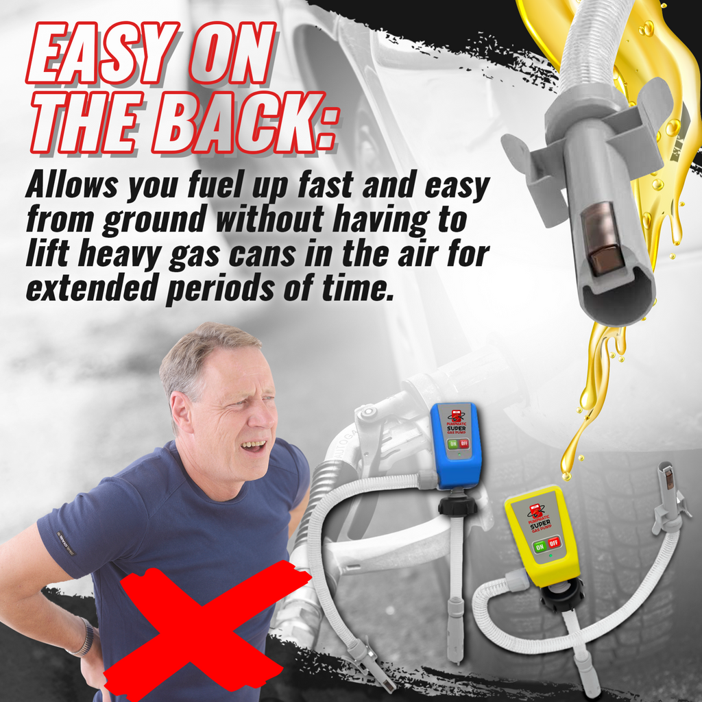 Gas Can PumpMatic Super Gas Pump + Jerry Can Combo Kit - Transfer Gas, Diesel, Kerosene, etc. + 3 Power Sources w/ 4.25ft Hose