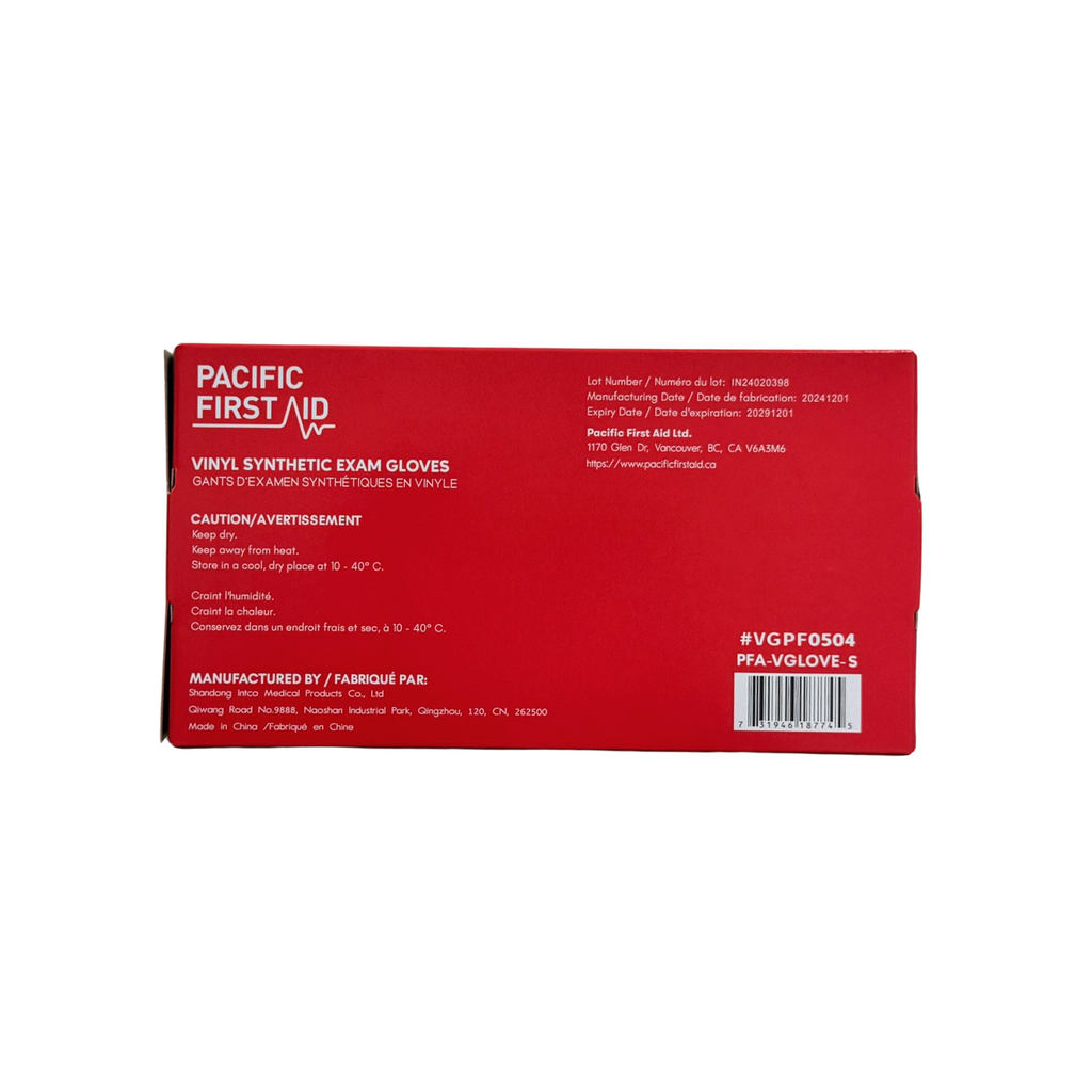 Pacific First Aid Vinyl Synthetic Exam Gloves