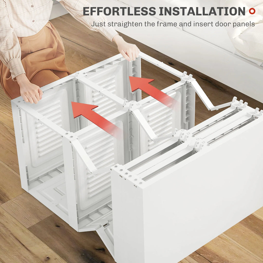 White Portable Wardrobe – Foldable Clothes Storage Organizer with 5 Compartments & Hanging Rod (United States & Canada Delivery Only)