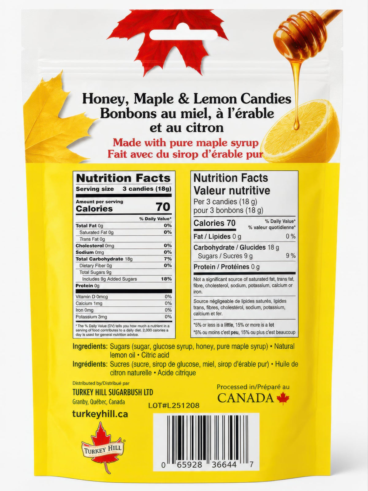 Honey, Maple, and Lemon Candies - Individually Wrapped, 90 g