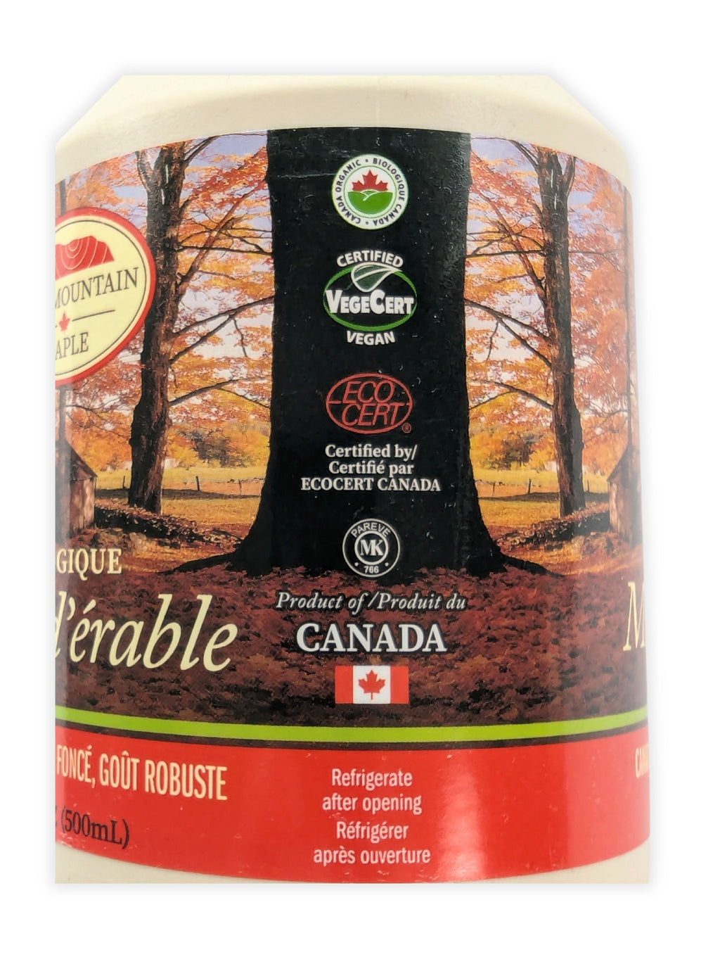 Certified Organic Pure Canadian Maple Syrup - 500 ml Jug